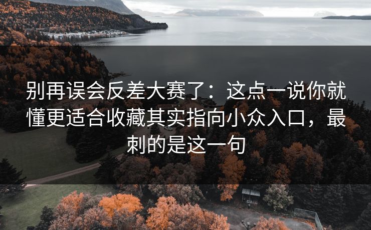 别再误会反差大赛了：这点一说你就懂更适合收藏其实指向小众入口，最刺的是这一句