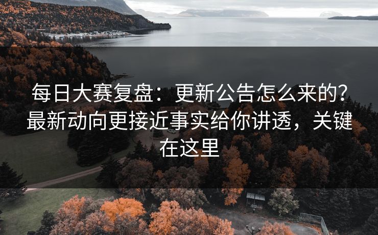 每日大赛复盘：更新公告怎么来的？最新动向更接近事实给你讲透，关键在这里